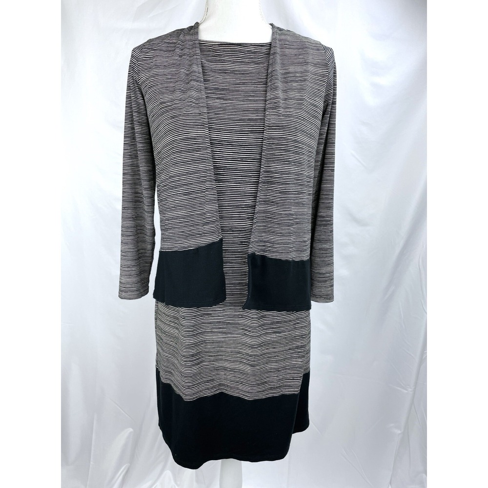J. Jill Women XS Petite Wearever Collection Sleeveless Dress Cardigan Black Gray
